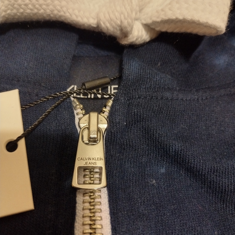 Calvin Klein Jeans Blue Tye Dye Long Sleeve Pullover Cropped Hoodie - Picture 13 of 13